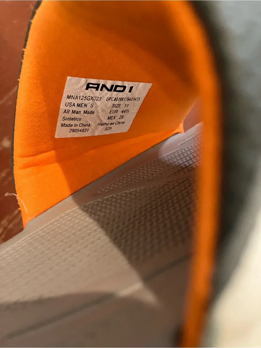 And1 White and Gray Slide with Orange Logo flip-flop